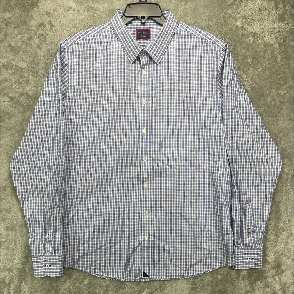 UNTUCKit‎ Men's Shirt 2XL Gray/Blue/White Plaid Button Up Long Sleeve Casual